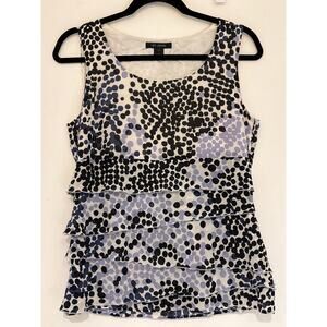 ST JOHN Silk Ruffle Polka Dot Sleeveless Top 4
